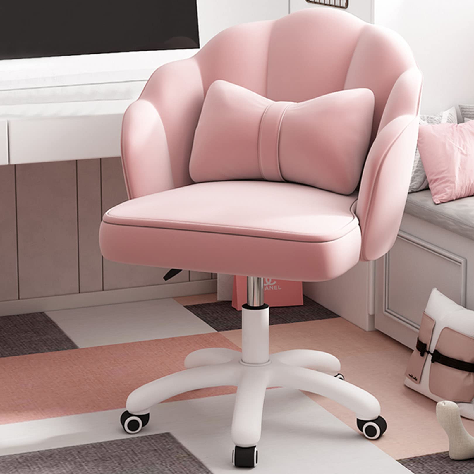 デスクチェア ピンク ベルベット生地